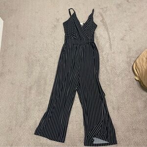 Pinstripe capri jumpsuit